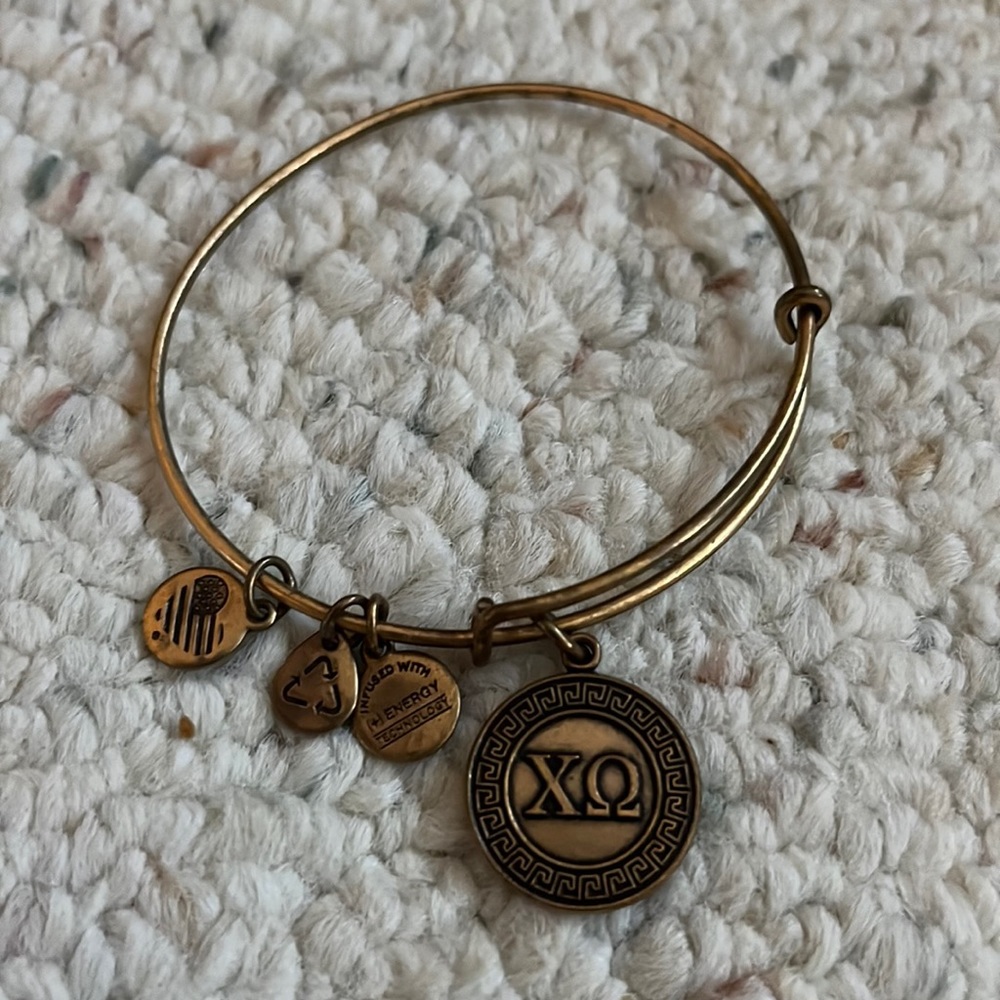 Alex and Ani Chi Omega charm bracelet
